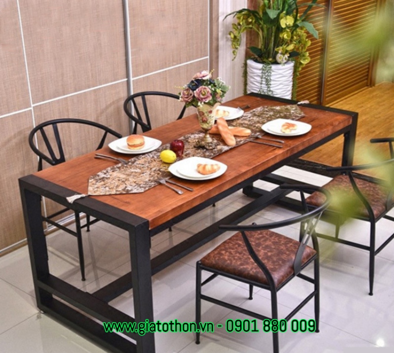Top 10 Bàn Ăn Chân Sắt Mặt Gỗ Sang Trọng Hiện Đại Bán Chạy